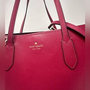 Kate Spade Harper Satchel Leather Shoulder Bag in the Color Berry Cobbler